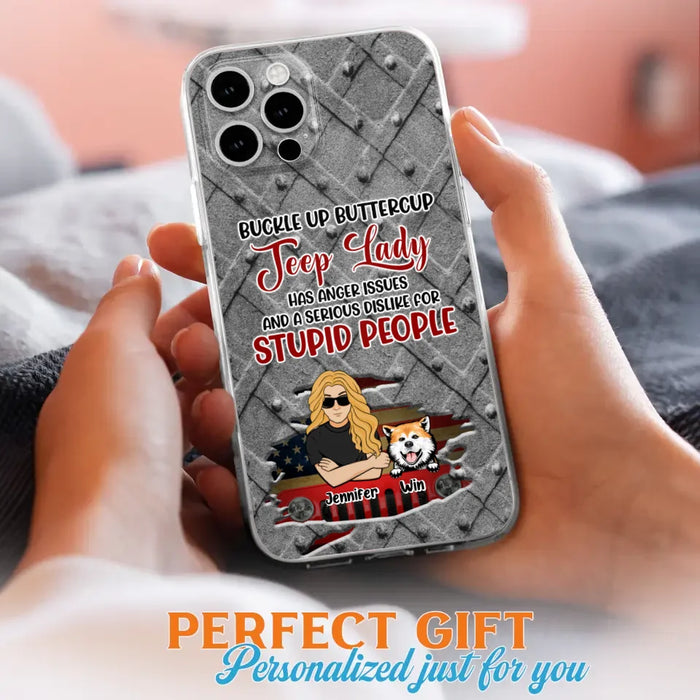 Custom Personalized Off-road Dog Lady Phone Case - Up to 4 Dogs - Gift Idea For Dogs Lover - Off-road Lady Has Anger Issues And A Serious Dislike - Case For iPhone And Samsung