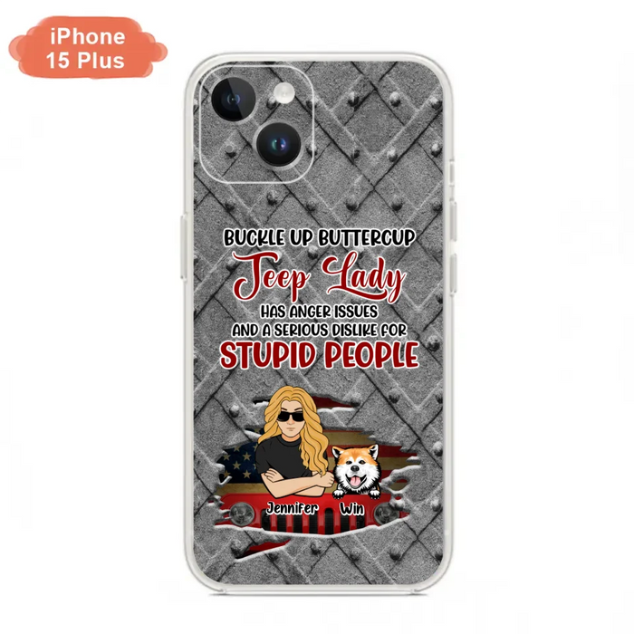 Custom Personalized Off-road Dog Lady Phone Case - Up to 4 Dogs - Gift Idea For Dogs Lover - Off-road Lady Has Anger Issues And A Serious Dislike - Case For iPhone And Samsung