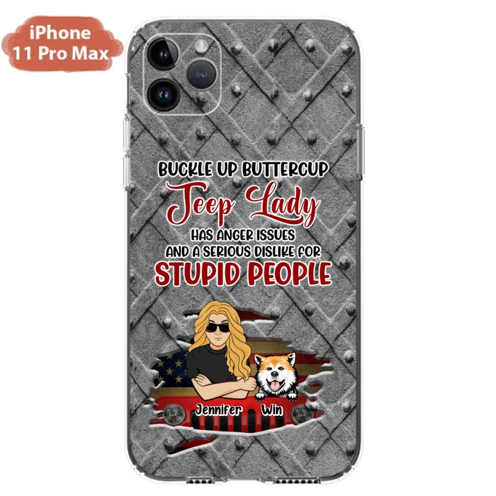 Custom Personalized Off-road Dog Lady Phone Case - Up to 4 Dogs - Gift Idea For Dogs Lover - Off-road Lady Has Anger Issues And A Serious Dislike - Case For iPhone And Samsung