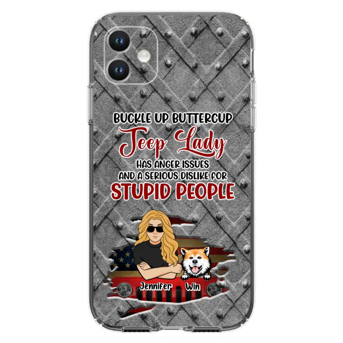 Custom Personalized Off-road Dog Lady Phone Case - Up to 4 Dogs - Gift Idea For Dogs Lover - Off-road Lady Has Anger Issues And A Serious Dislike - Case For iPhone And Samsung