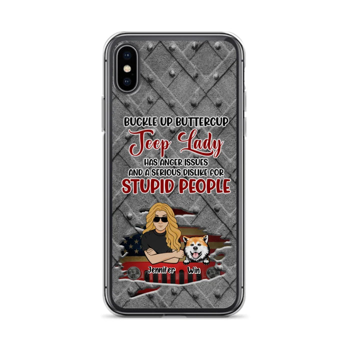 Custom Personalized Off-road Dog Lady Phone Case - Up to 4 Dogs - Gift Idea For Dogs Lover - Off-road Lady Has Anger Issues And A Serious Dislike - Case For iPhone And Samsung