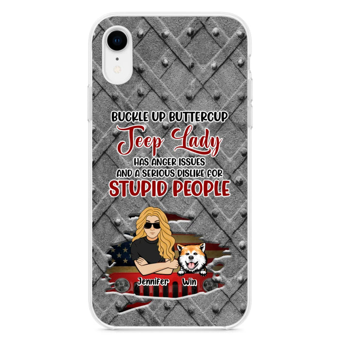 Custom Personalized Off-road Dog Lady Phone Case - Up to 4 Dogs - Gift Idea For Dogs Lover - Off-road Lady Has Anger Issues And A Serious Dislike - Case For iPhone And Samsung