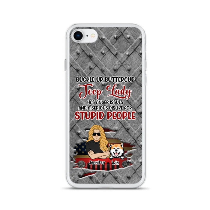 Custom Personalized Off-road Dog Lady Phone Case - Up to 4 Dogs - Gift Idea For Dogs Lover - Off-road Lady Has Anger Issues And A Serious Dislike - Case For iPhone And Samsung