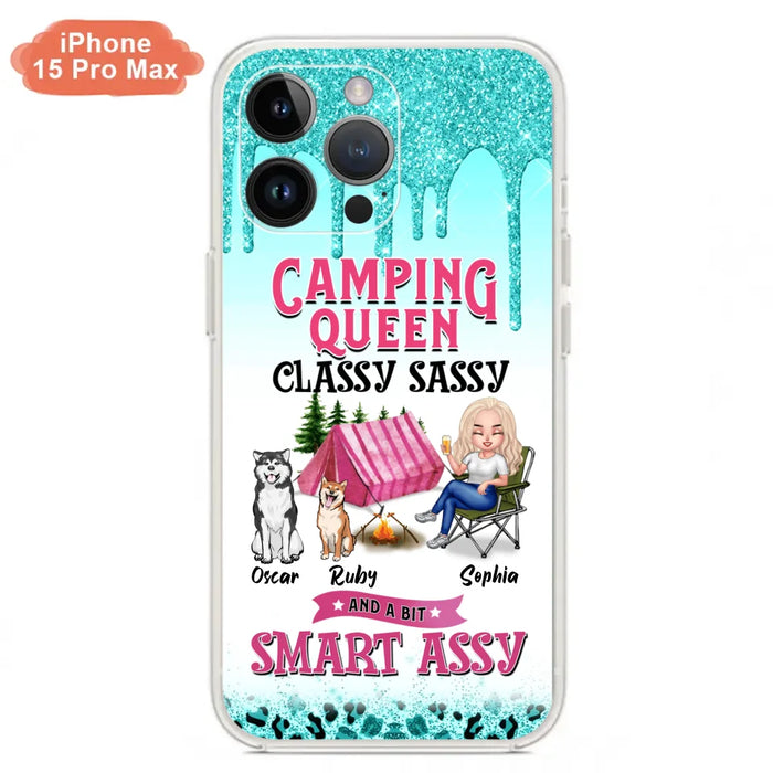 Custom Personalized Camping Phone Case - Gift for Camping Lovers, Dog Mom - Camping Queen Dog Mom - Up to 2 Dogs - Camping Queen classy sassy and a bit smart assy