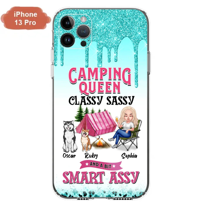 Custom Personalized Camping Phone Case - Gift for Camping Lovers, Dog Mom - Camping Queen Dog Mom - Up to 2 Dogs - Camping Queen classy sassy and a bit smart assy