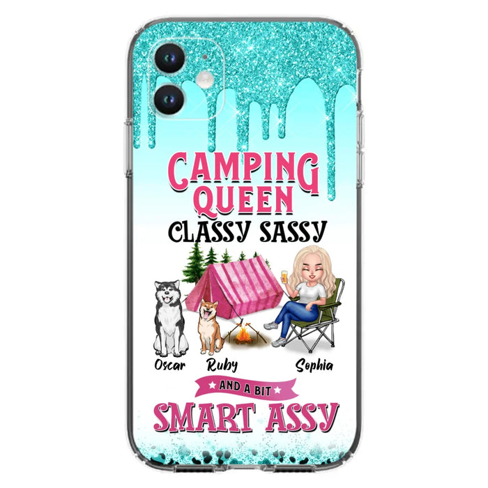 Custom Personalized Camping Phone Case - Gift for Camping Lovers, Dog Mom - Camping Queen Dog Mom - Up to 2 Dogs - Camping Queen classy sassy and a bit smart assy