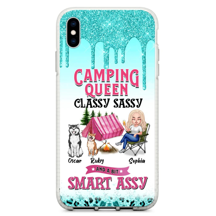 Custom Personalized Camping Phone Case - Gift for Camping Lovers, Dog Mom - Camping Queen Dog Mom - Up to 2 Dogs - Camping Queen classy sassy and a bit smart assy