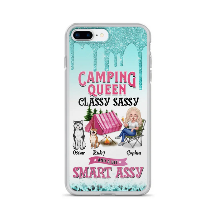 Custom Personalized Camping Phone Case - Gift for Camping Lovers, Dog Mom - Camping Queen Dog Mom - Up to 2 Dogs - Camping Queen classy sassy and a bit smart assy