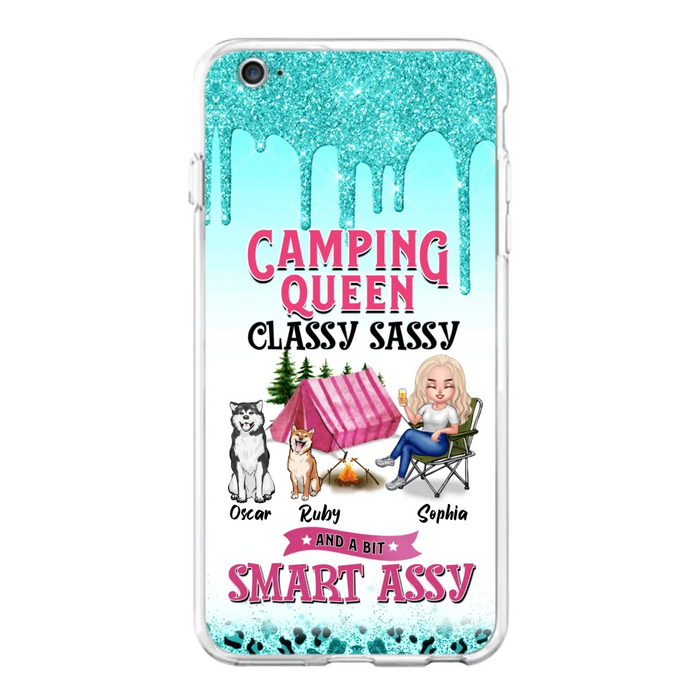 Custom Personalized Camping Phone Case - Gift for Camping Lovers, Dog Mom - Camping Queen Dog Mom - Up to 2 Dogs - Camping Queen classy sassy and a bit smart assy