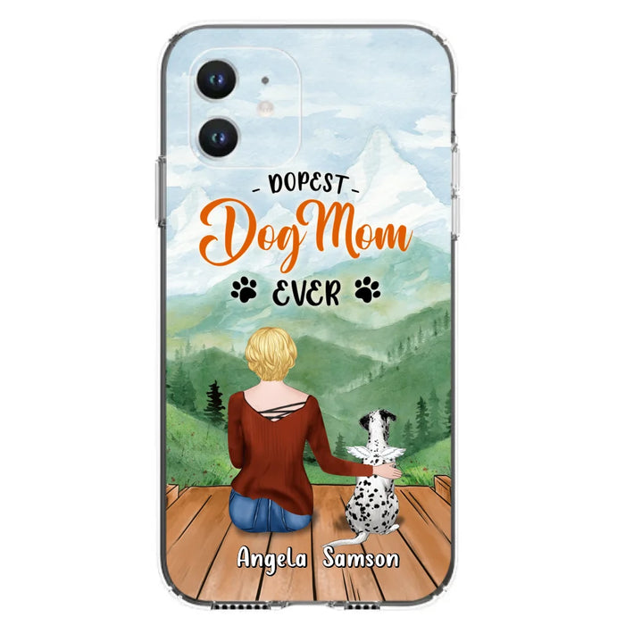 Custom Personalized Dog Mom Phone Case - Upto 5 Dogs - Gift Idea For Dog Lovers  - Dopest Dog Mom Ever - Case For iPhone/Samsung