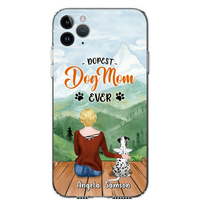 Custom Personalized Dog Mom Phone Case - Upto 5 Dogs - Gift Idea For Dog Lovers  - Dopest Dog Mom Ever - Case For iPhone/Samsung