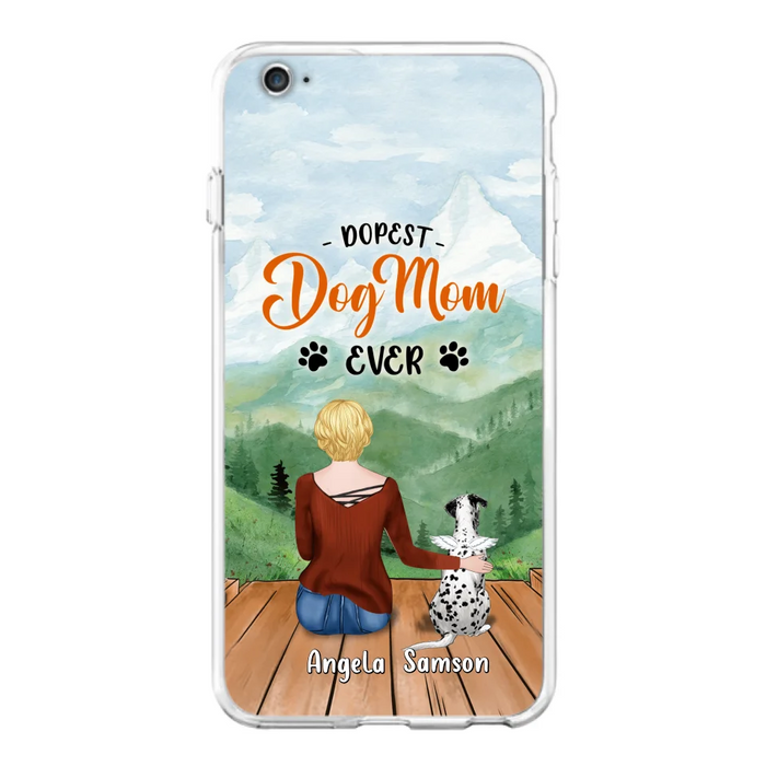 Custom Personalized Dog Mom Phone Case - Upto 5 Dogs - Gift Idea For Dog Lovers  - Dopest Dog Mom Ever - Case For iPhone/Samsung