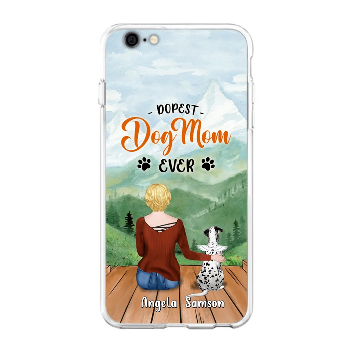 Custom Personalized Dog Mom Phone Case - Upto 5 Dogs - Gift Idea For Dog Lovers  - Dopest Dog Mom Ever - Case For iPhone/Samsung