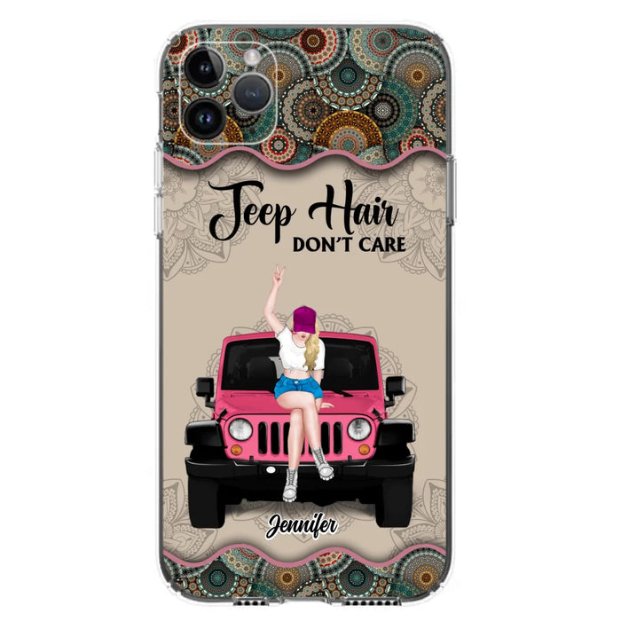 Custom Personalized Off-road Girl Phone Case - Upto 4 Dogs - Gift Idea For Dog/Off-road Lovers - Case for iPhone/Samsung