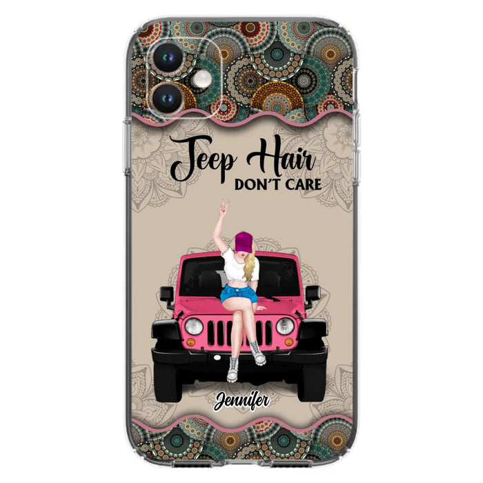 Custom Personalized Off-road Girl Phone Case - Upto 4 Dogs - Gift Idea For Dog/Off-road Lovers - Case for iPhone/Samsung