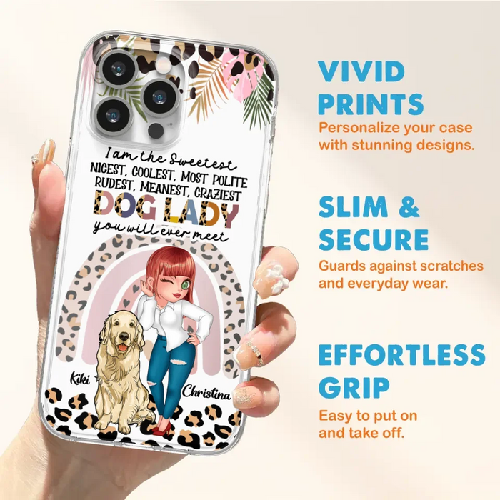 Custom Personalized Dog Mom Chibi Phone Case- Up to 4 Dogs - Gift For Dog Lover - I Am The Craziest Dog Mom - Case For iPhone & Samsung