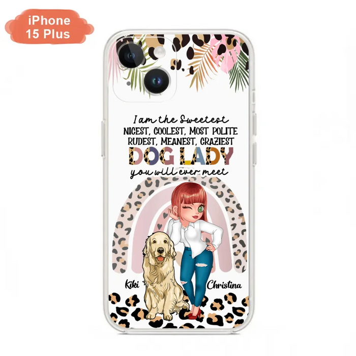 Custom Personalized Dog Mom Chibi Phone Case- Up to 4 Dogs - Gift For Dog Lover - I Am The Craziest Dog Mom - Case For iPhone & Samsung