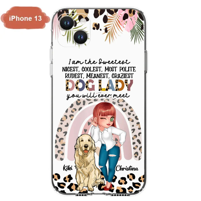 Custom Personalized Dog Mom Chibi Phone Case- Up to 4 Dogs - Gift For Dog Lover - I Am The Craziest Dog Mom - Case For iPhone & Samsung