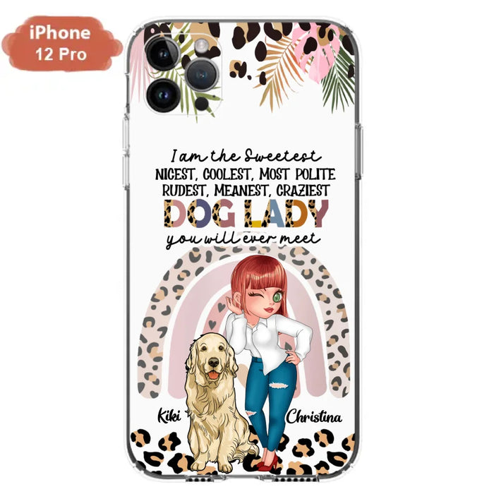 Custom Personalized Dog Mom Chibi Phone Case- Up to 4 Dogs - Gift For Dog Lover - I Am The Craziest Dog Mom - Case For iPhone & Samsung