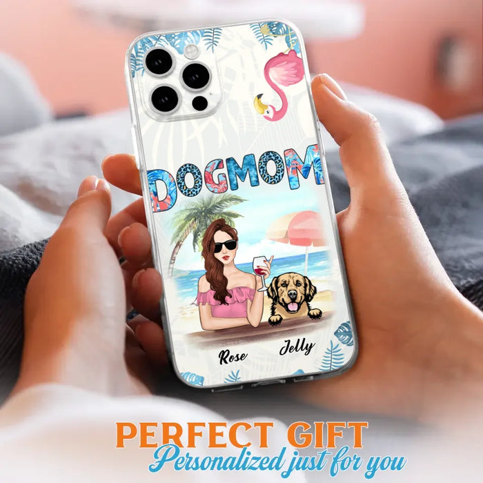 Custom Personalized Dog Mom Summer Patterned Phone Case - Upto 4 Dogs - Gift Idea For Dog Mom - Case For iPhone And Samsung