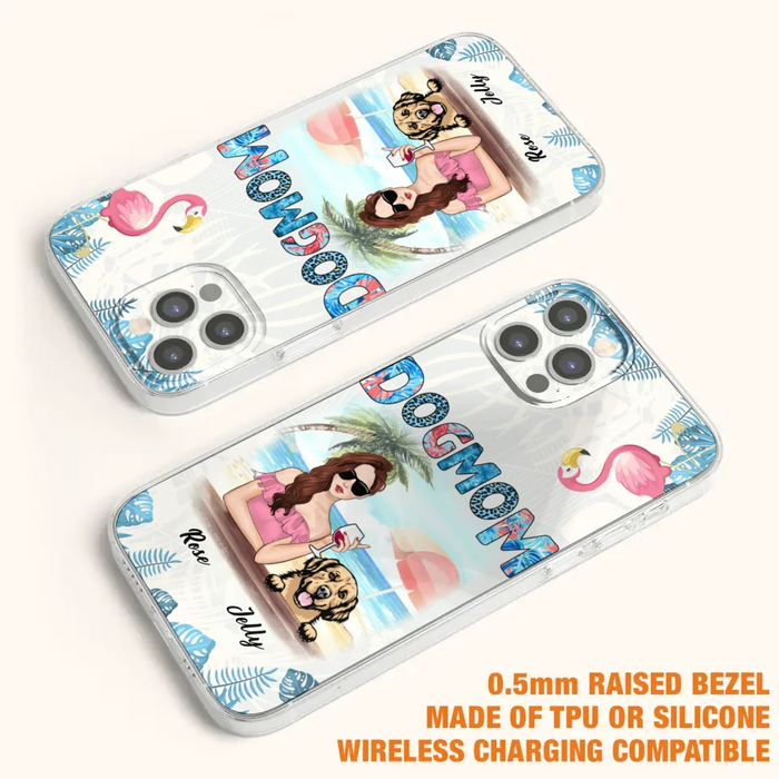 Custom Personalized Dog Mom Summer Patterned Phone Case - Upto 4 Dogs - Gift Idea For Dog Mom - Case For iPhone And Samsung