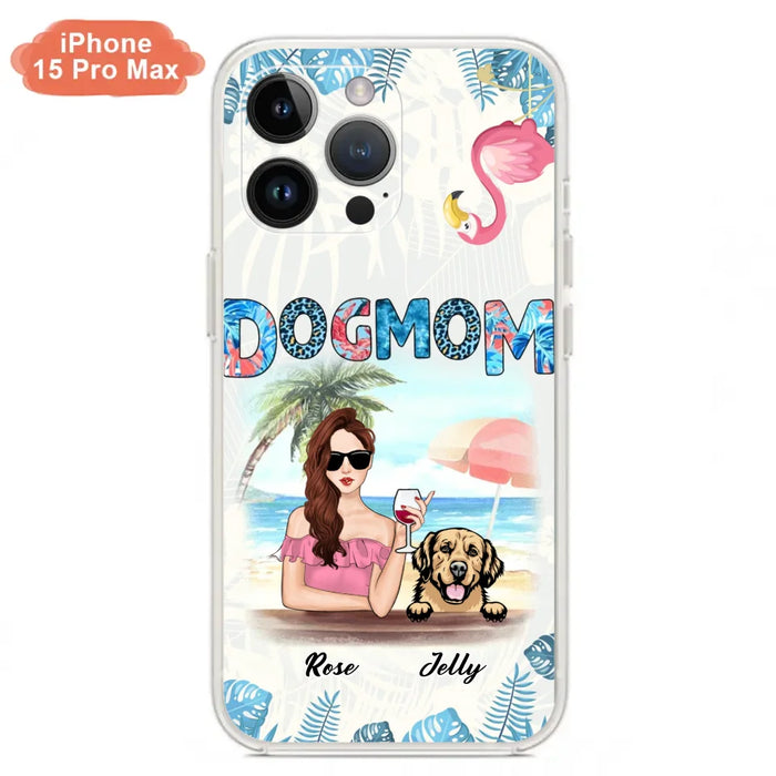 Custom Personalized Dog Mom Summer Patterned Phone Case - Upto 4 Dogs - Gift Idea For Dog Mom - Case For iPhone And Samsung