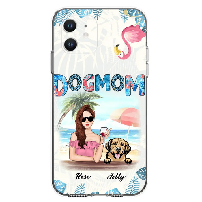 Custom Personalized Dog Mom Summer Patterned Phone Case - Upto 4 Dogs - Gift Idea For Dog Mom - Case For iPhone And Samsung