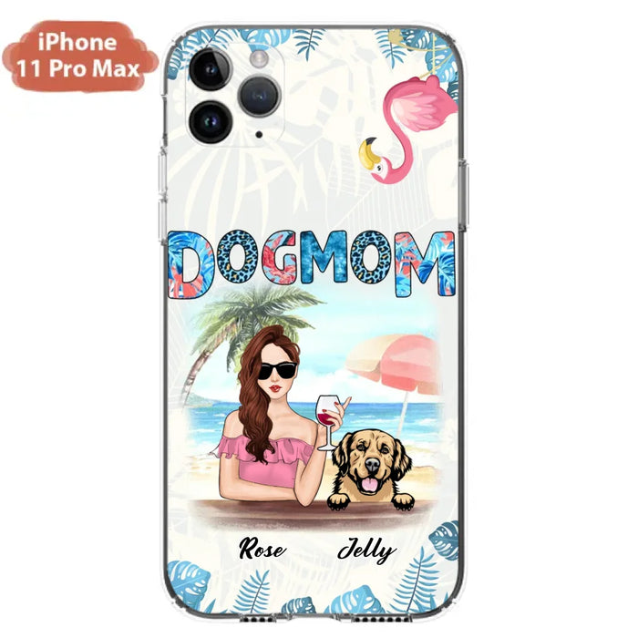 Custom Personalized Dog Mom Summer Patterned Phone Case - Upto 4 Dogs - Gift Idea For Dog Mom - Case For iPhone And Samsung