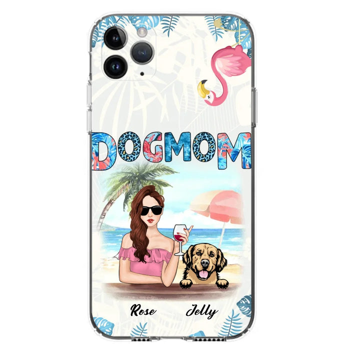 Custom Personalized Dog Mom Summer Patterned Phone Case - Upto 4 Dogs - Gift Idea For Dog Mom - Case For iPhone And Samsung