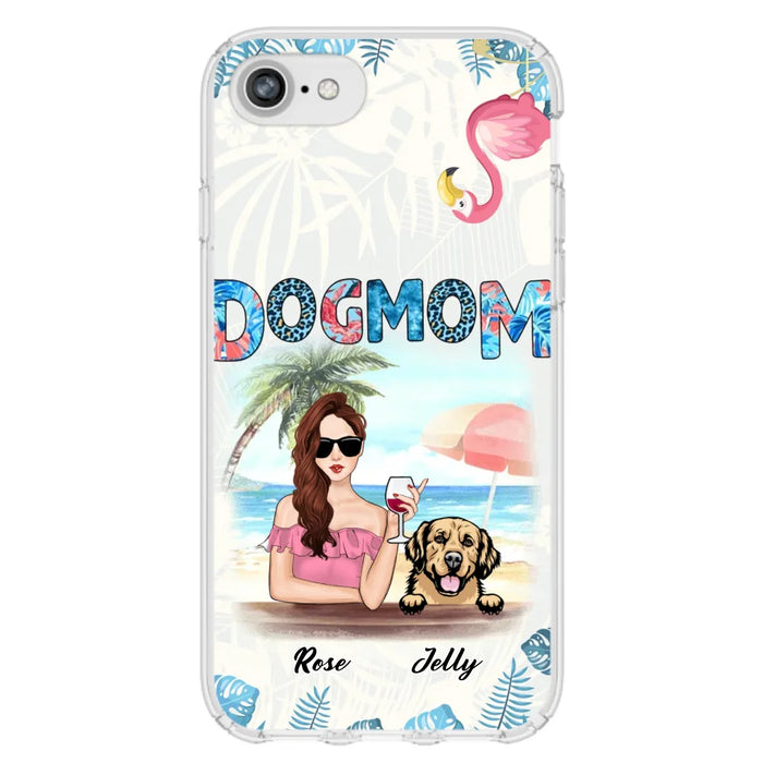 Custom Personalized Dog Mom Summer Patterned Phone Case - Upto 4 Dogs - Gift Idea For Dog Mom - Case For iPhone And Samsung