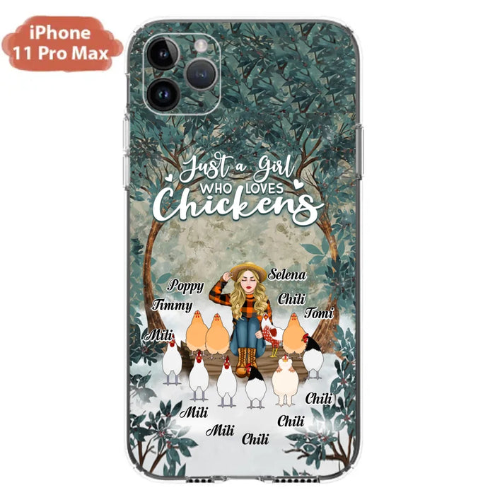 Custom Personalized Just A Girl Who Loves Chickens Phone Case - Girl With Upto 10 Chickens - Case For iPhone And Samsung