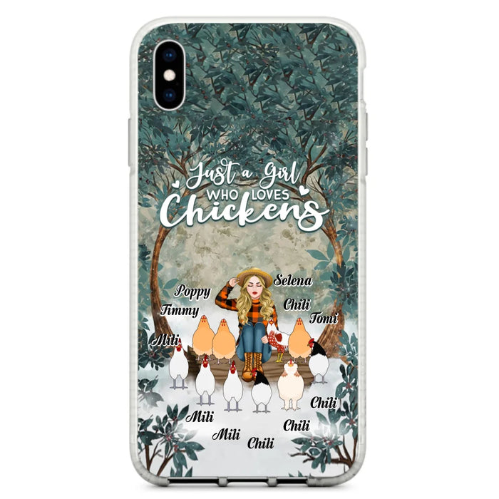 Custom Personalized Just A Girl Who Loves Chickens Phone Case - Girl With Upto 10 Chickens - Case For iPhone And Samsung