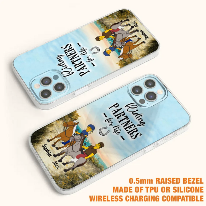 Custom Personalized Horseback Riding Cartoon Portrait From Photo Phone Case - Gift Idea For Couple/ Riding Lover - Case For iPhone And Samsung