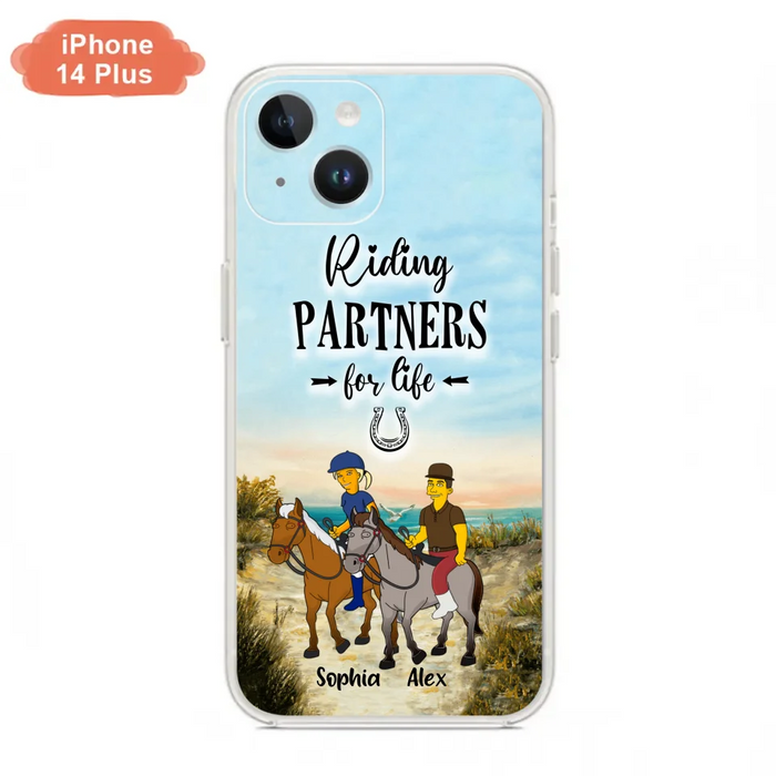 Custom Personalized Horseback Riding Cartoon Portrait From Photo Phone Case - Gift Idea For Couple/ Riding Lover - Case For iPhone And Samsung