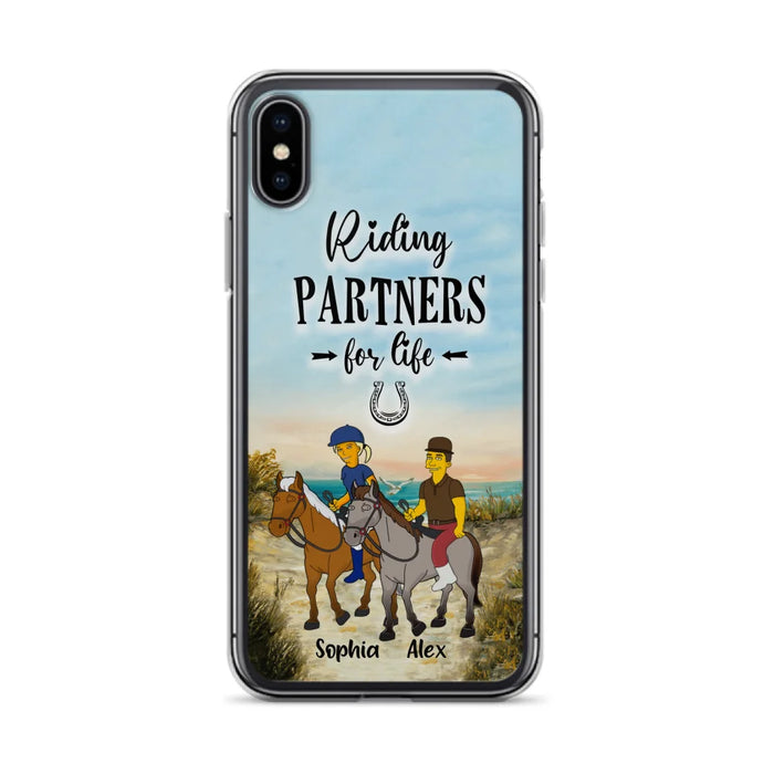 Custom Personalized Horseback Riding Cartoon Portrait From Photo Phone Case - Gift Idea For Couple/ Riding Lover - Case For iPhone And Samsung