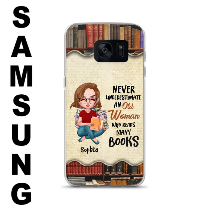 Custom Personalized Old Woman Books Phone Case -  Gift Idea For Books Lover - Case For iPhone And Samsung