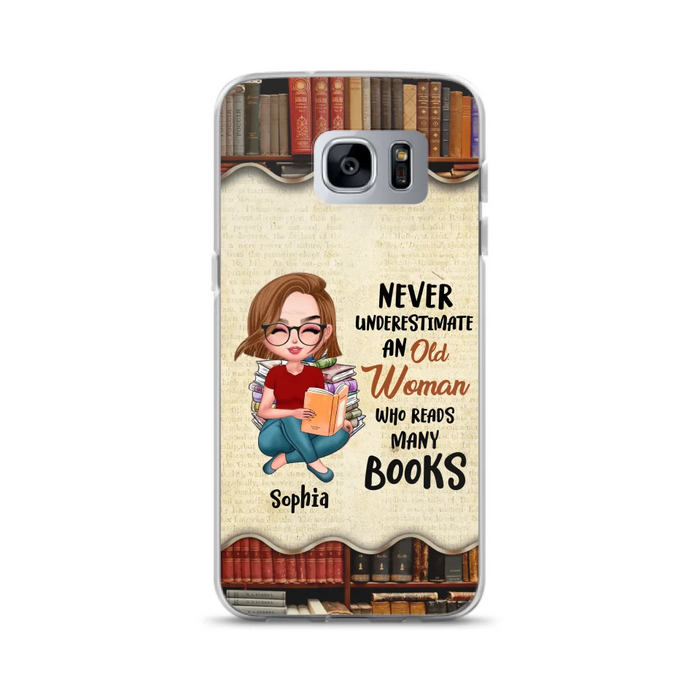 Custom Personalized Old Woman Books Phone Case -  Gift Idea For Books Lover - Case For iPhone And Samsung