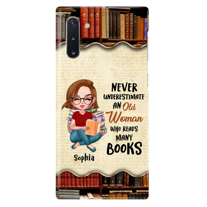 Custom Personalized Old Woman Books Phone Case -  Gift Idea For Books Lover - Case For iPhone And Samsung