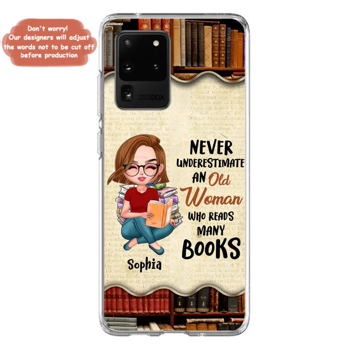 Custom Personalized Old Woman Books Phone Case -  Gift Idea For Books Lover - Case For iPhone And Samsung