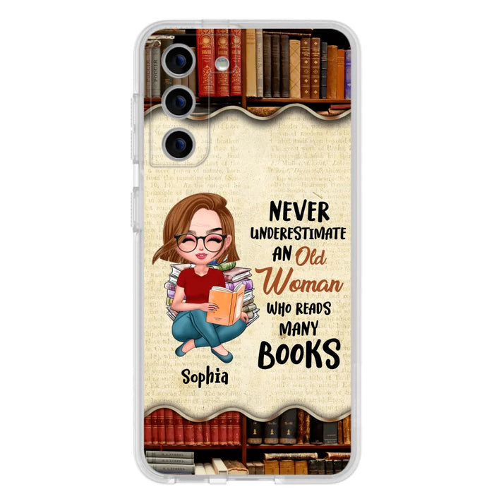 Custom Personalized Old Woman Books Phone Case -  Gift Idea For Books Lover - Case For iPhone And Samsung