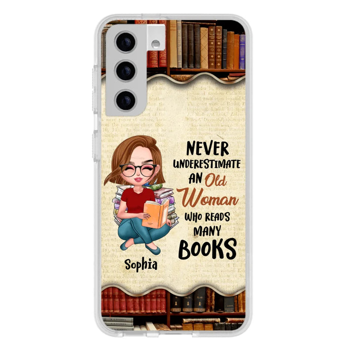 Custom Personalized Old Woman Books Phone Case -  Gift Idea For Books Lover - Case For iPhone And Samsung