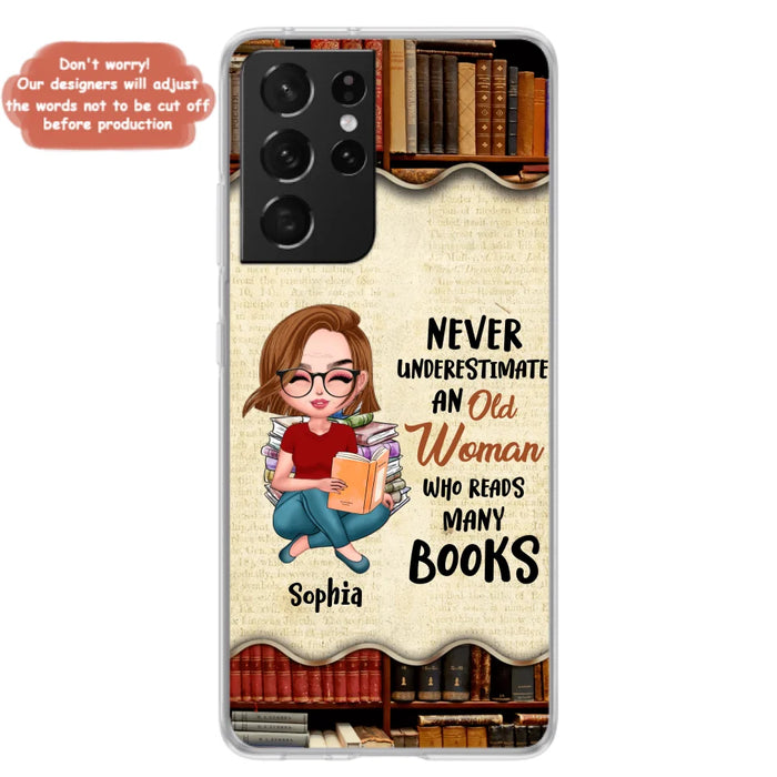 Custom Personalized Old Woman Books Phone Case -  Gift Idea For Books Lover - Case For iPhone And Samsung