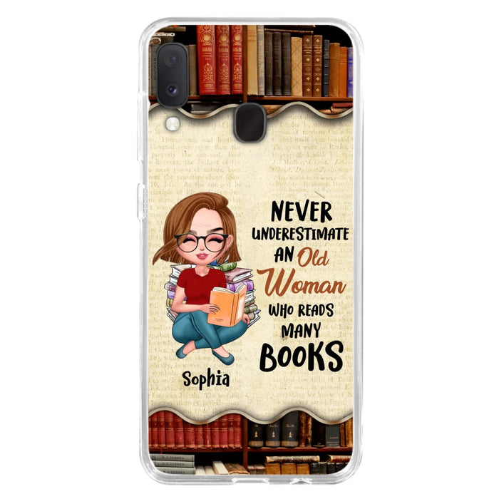 Custom Personalized Old Woman Books Phone Case -  Gift Idea For Books Lover - Case For iPhone And Samsung