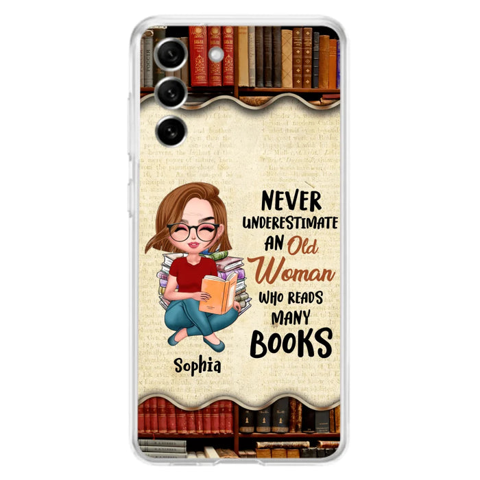 Custom Personalized Old Woman Books Phone Case -  Gift Idea For Books Lover - Case For iPhone And Samsung