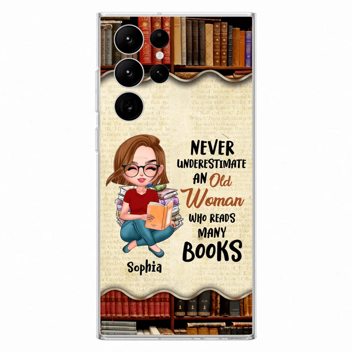 Custom Personalized Old Woman Books Phone Case -  Gift Idea For Books Lover - Case For iPhone And Samsung