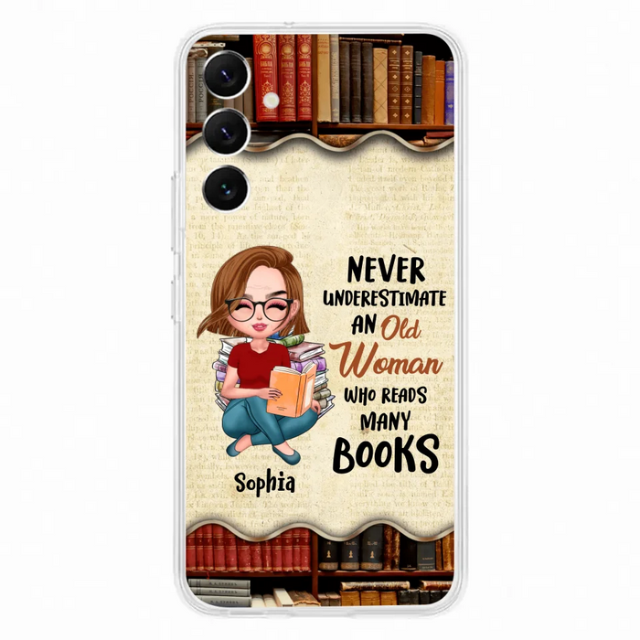 Custom Personalized Old Woman Books Phone Case -  Gift Idea For Books Lover - Case For iPhone And Samsung