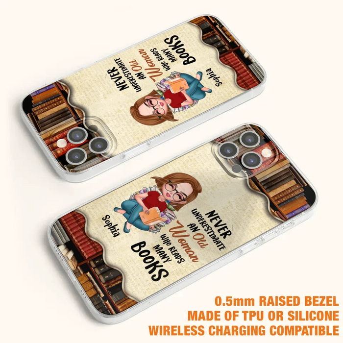 Custom Personalized Old Woman Books Phone Case -  Gift Idea For Books Lover - Case For iPhone And Samsung