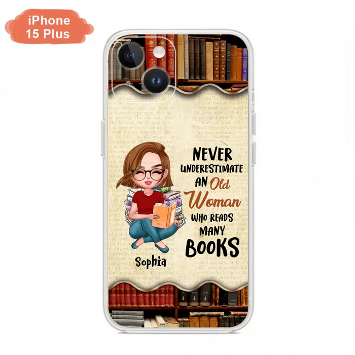 Custom Personalized Old Woman Books Phone Case -  Gift Idea For Books Lover - Case For iPhone And Samsung