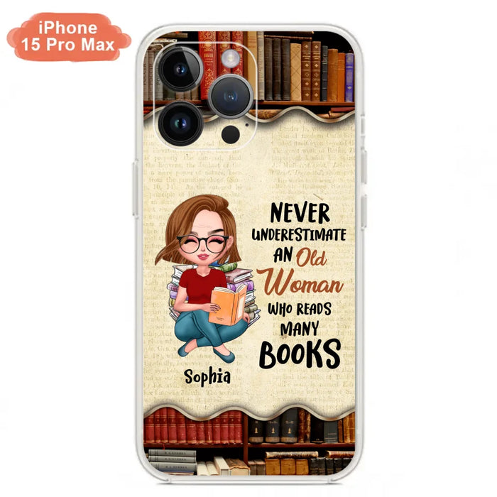 Custom Personalized Old Woman Books Phone Case -  Gift Idea For Books Lover - Case For iPhone And Samsung