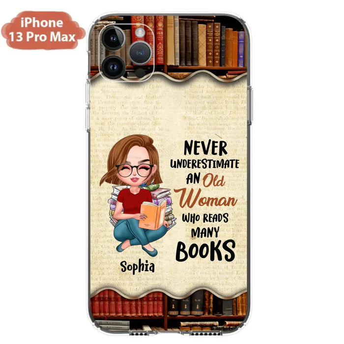 Custom Personalized Old Woman Books Phone Case -  Gift Idea For Books Lover - Case For iPhone And Samsung